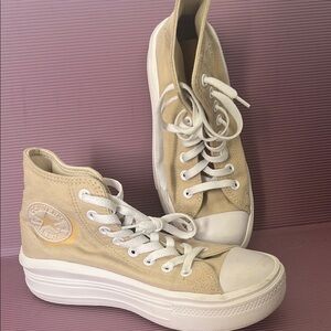 Converse Tan and White Canvas High-Top Sneakers